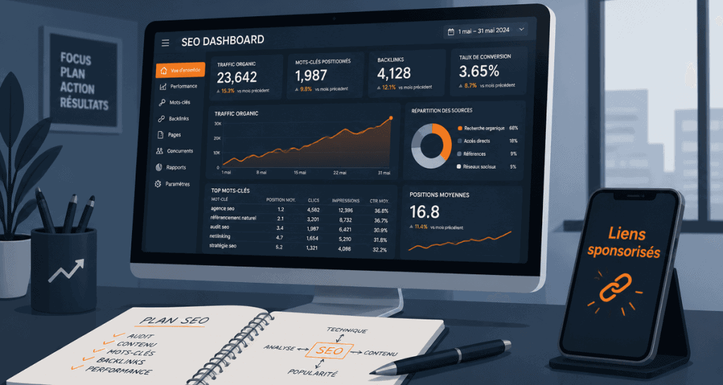 Achat de liens sponsorisés écran SEO