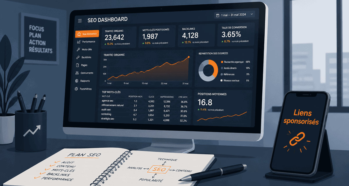 Achat de liens sponsorisés écran SEO