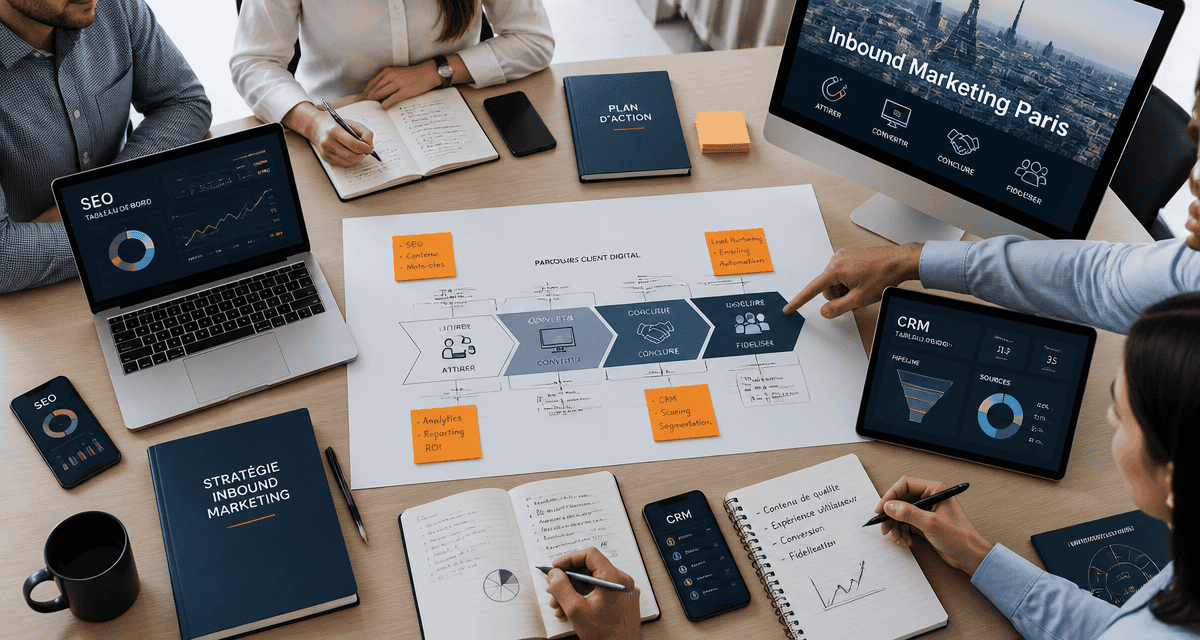 Agence inbound marketing Paris équipe analyse plan digital
