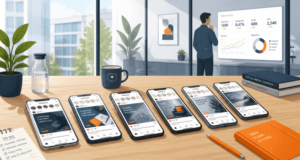 Agence micro influenceur smartphones Instagram en bureau