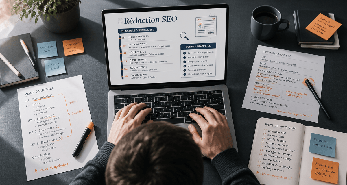article de blog seo sur ordinateur moderne