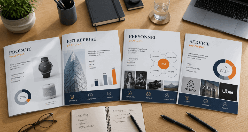 Branding exemple dossiers bureau moderne