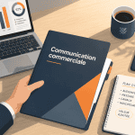 communication commerciale dossier sur bureau moderne
