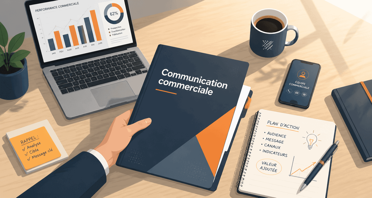 communication commerciale dossier sur bureau moderne