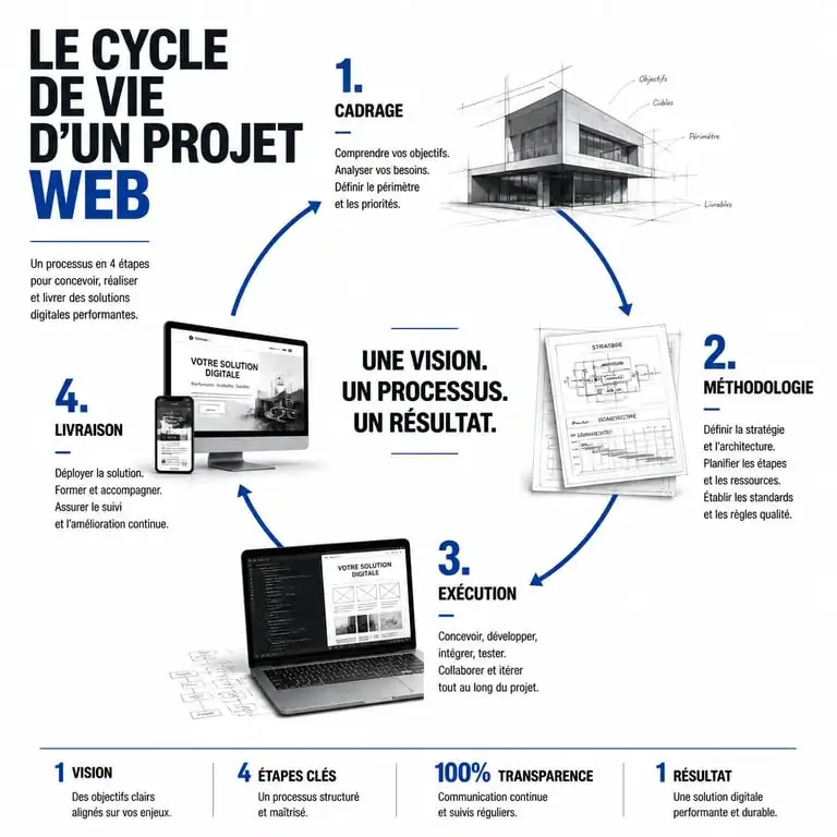 Infographie des étapes clés de la gestion de projet web