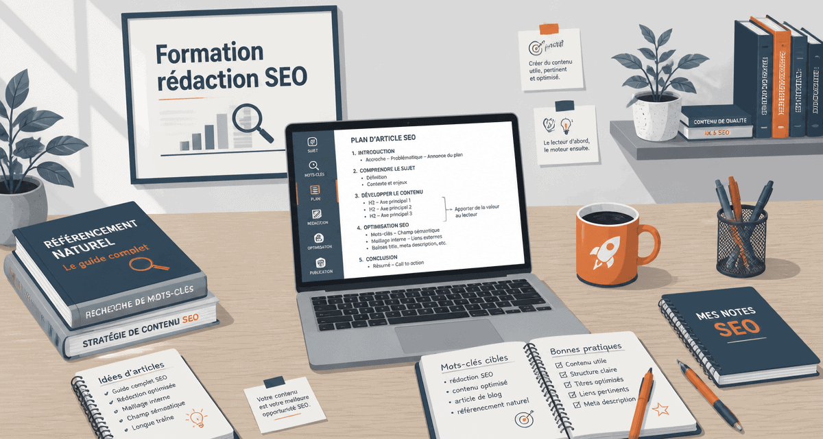 formation rédaction seo ordinateur et notes