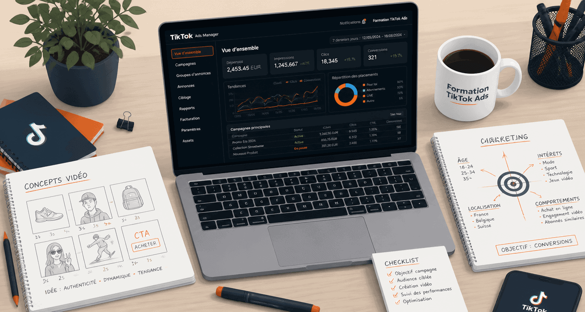 formation tiktok ads interface manager sur bureau