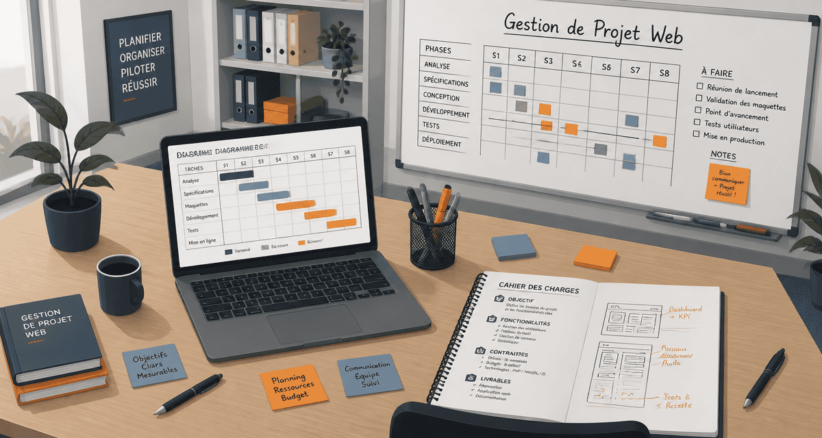 Gestion de projet web avec planning et diagramme de Gantt