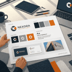 graphiste identité visuelle planche sur bureau