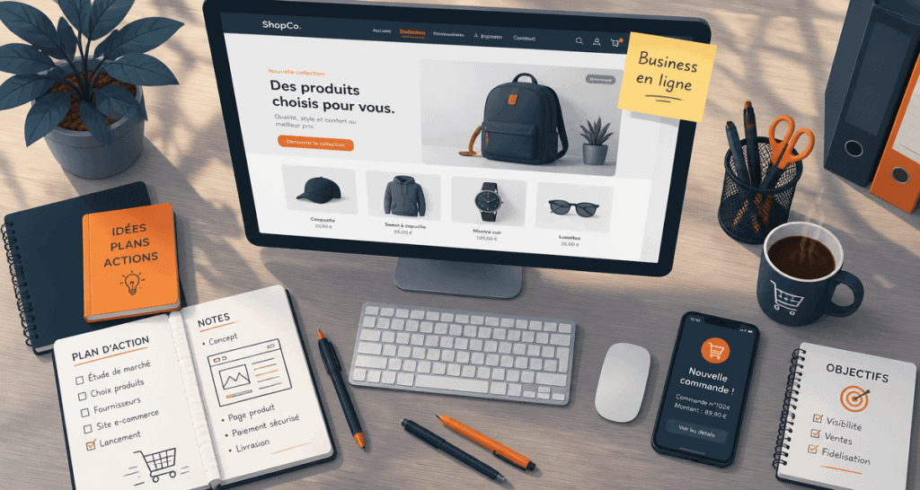 lancer un business en ligne bureau ordinateur