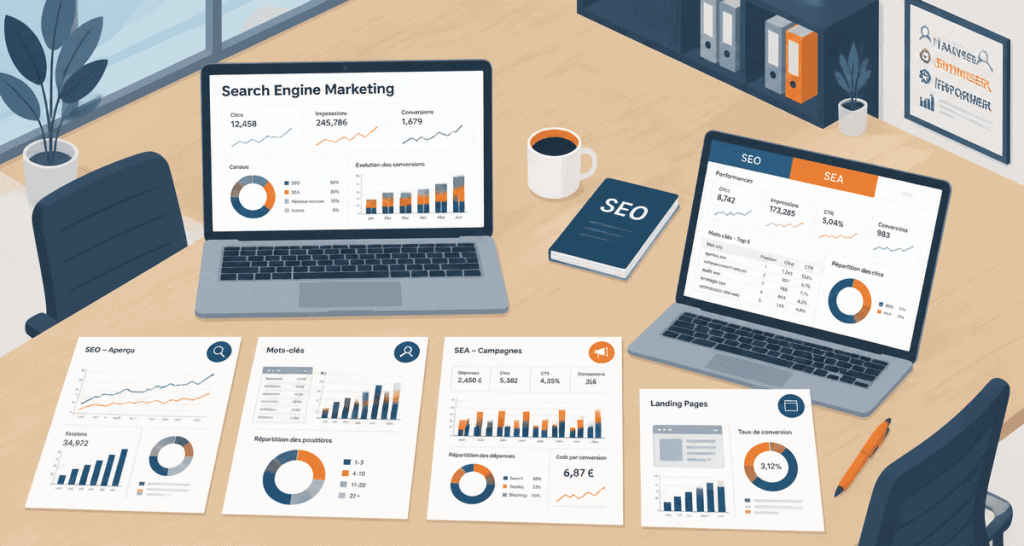search engine marketing SEO SEA tableau de bord