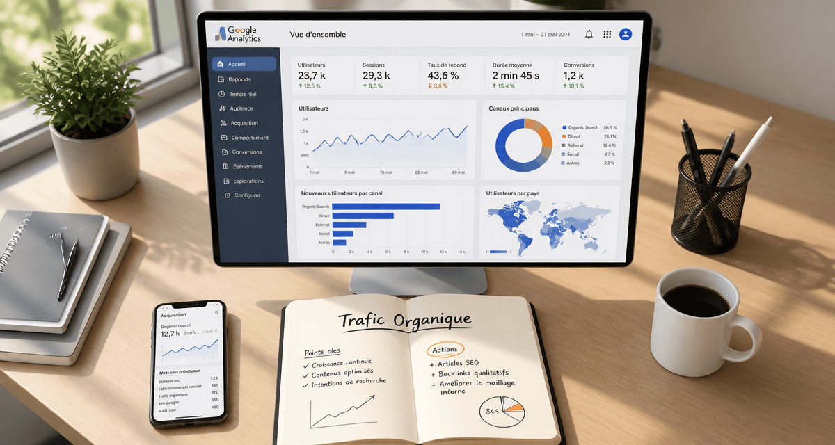 trafic organique def sur écran Google Analytics