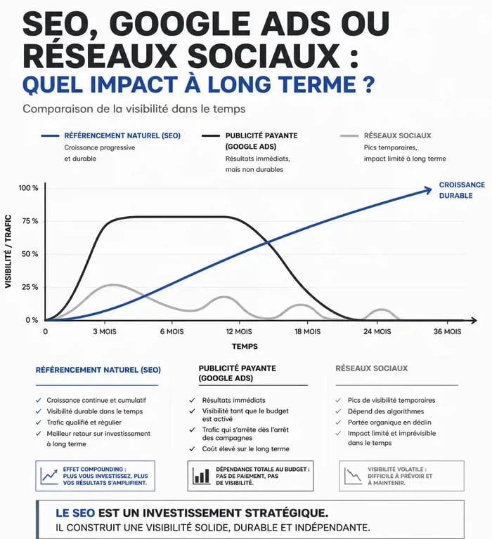 Comparatif des leviers de croissance : SEO local dans le Val-d'Oise versus publicité payante