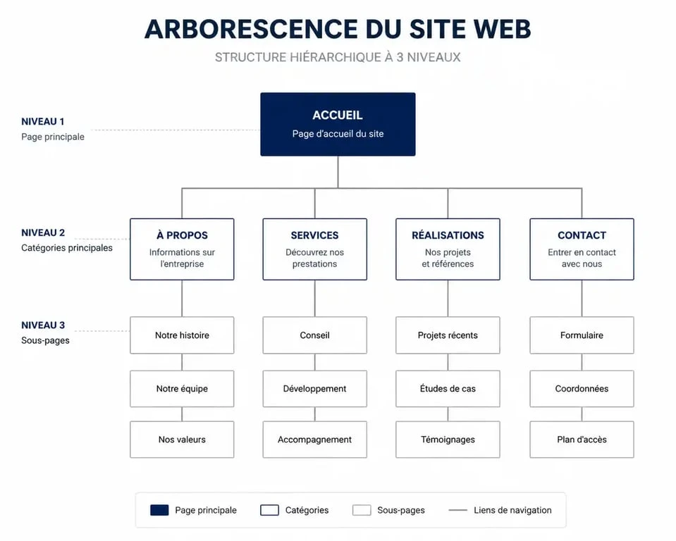 Exemple d'arborescence de site web hiérarchique pour une structure SEO optimisée
