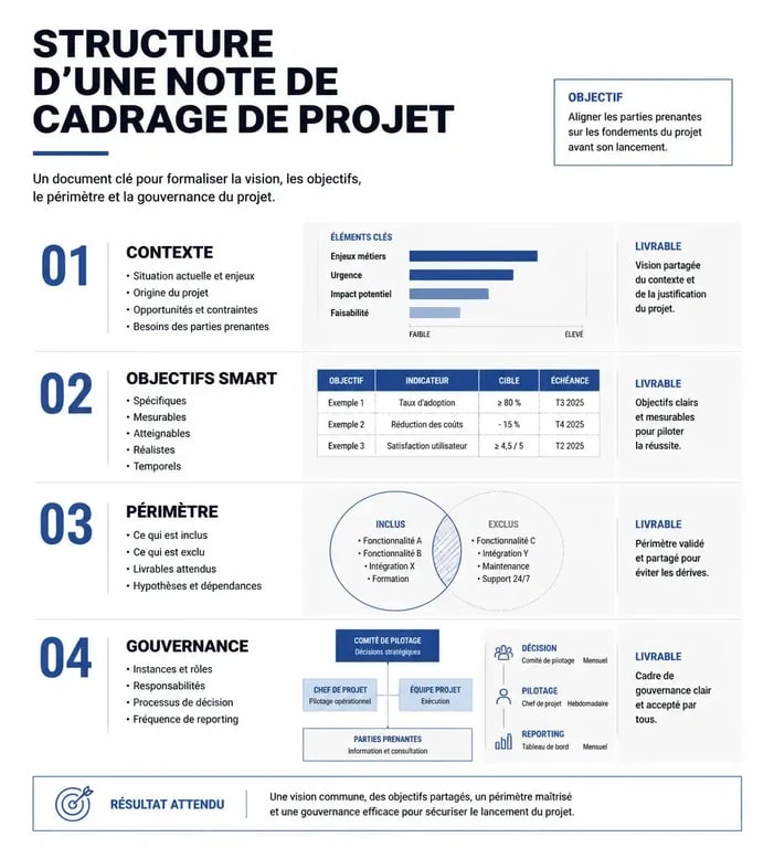 Exemple de structure d'une note de cadrage de projet efficace