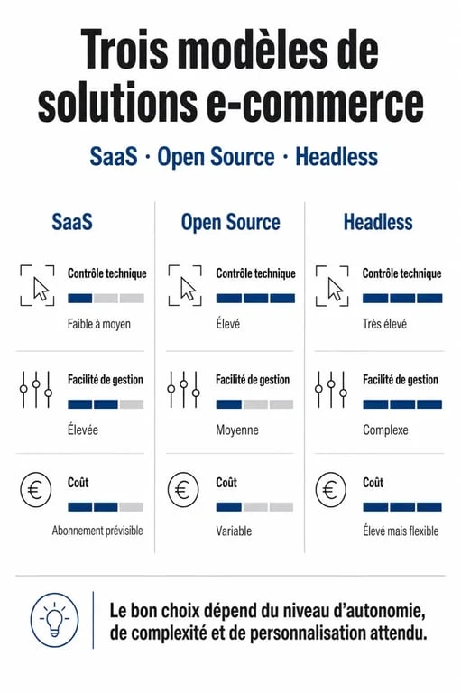 Comparatif des solutions e-commerce : SaaS, Open Source et Headless pour choisir sa boutique en ligne