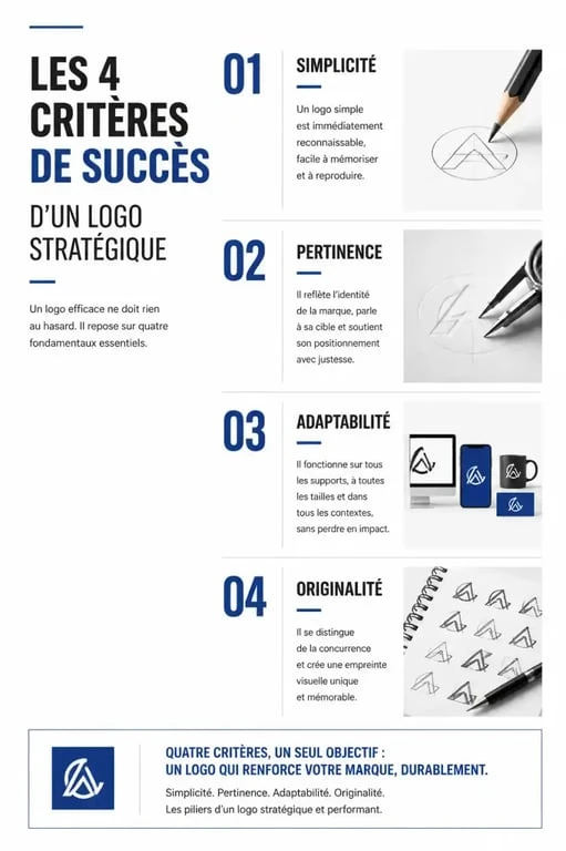 Infographie des critères de succès pour une logo stratégie efficace