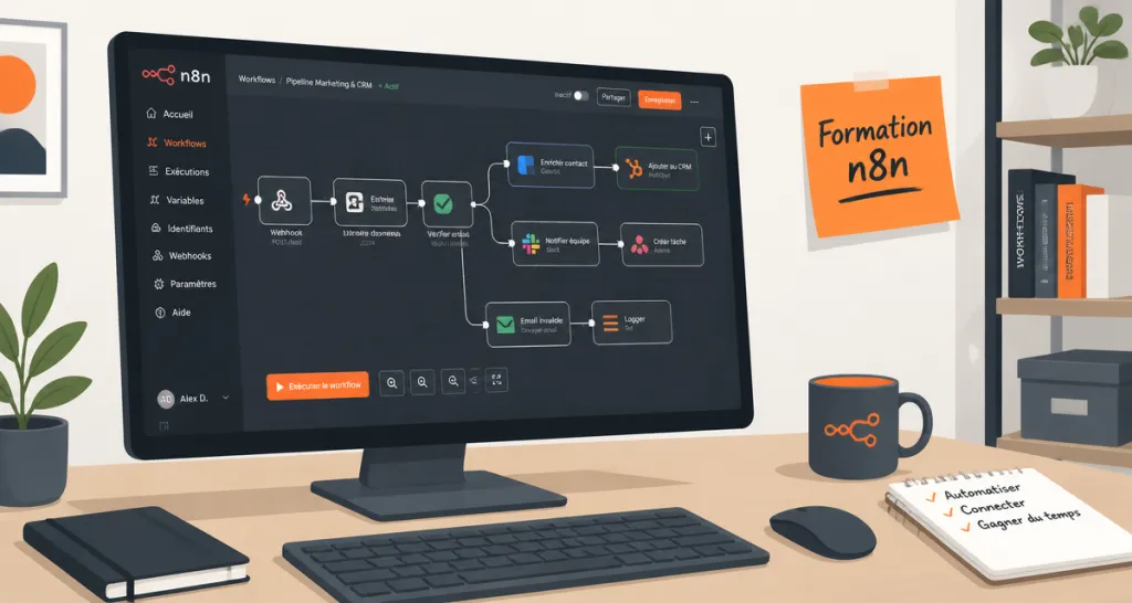 formation n8n écran workflow automatisation