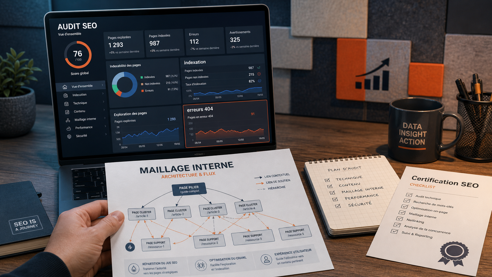 Formation seo certifiante avec audit SEO et certification SEO, 3 piliers