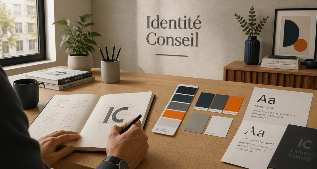 logo conseil esquisse carnet couleurs bureau