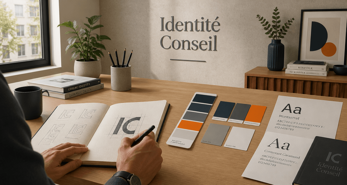logo conseil esquisse carnet couleurs bureau