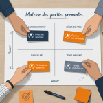 matrice des parties prenantes sur table de réunion