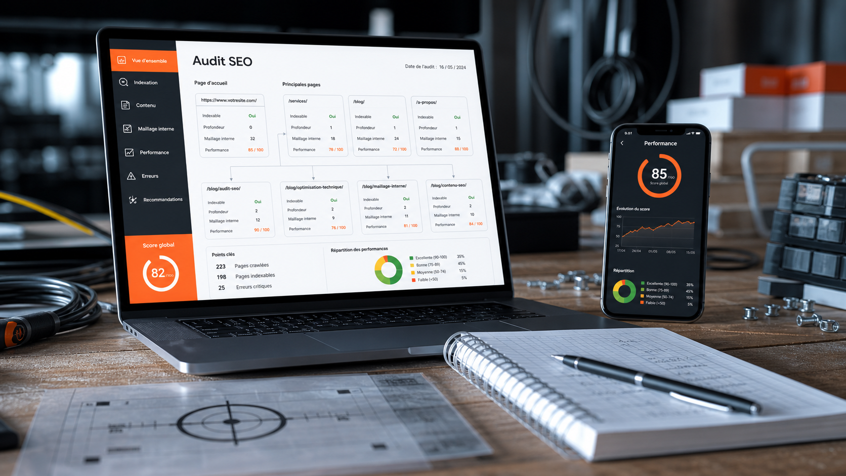 outils audit seo sur écran et mobile