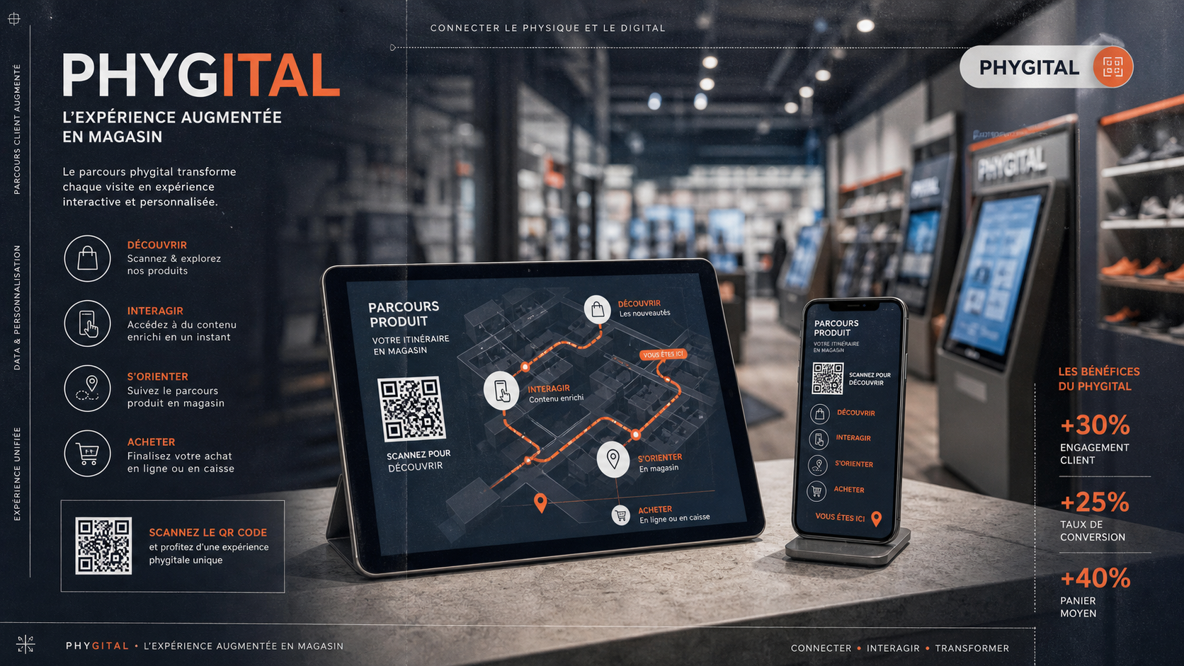 Phygitale définition : point de vente phygital avec QR code