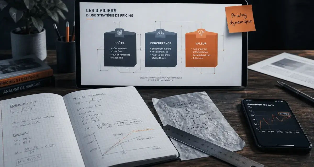 pricing definition : table de pricing avec 3 piliers
