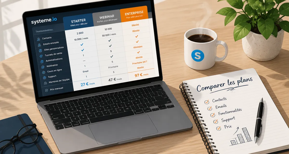 systeme io tarif tableau comparatif