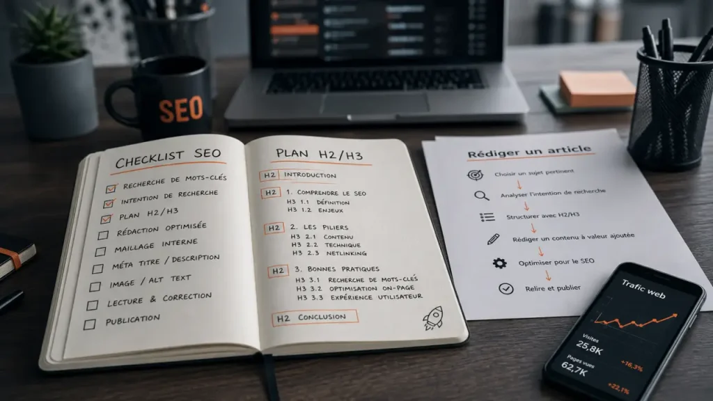 Comment écrire un article de blog efficace : checklist SEO et plan