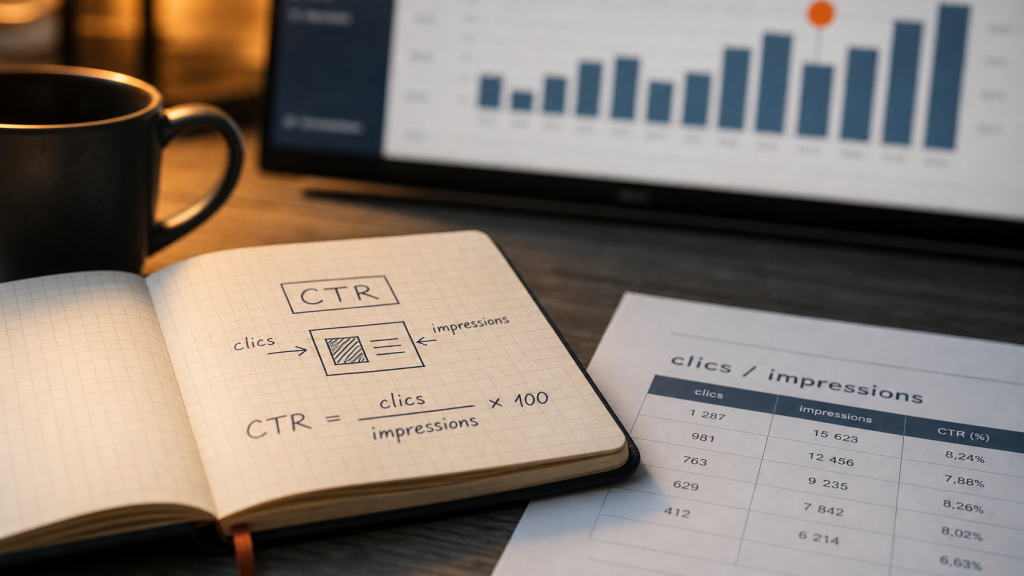 ctr definition : calcul du taux de clics, clics et impressions