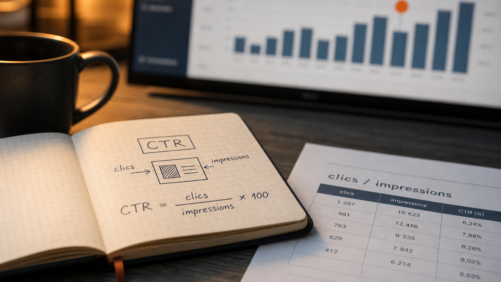 ctr definition : calcul du taux de clics, clics et impressions