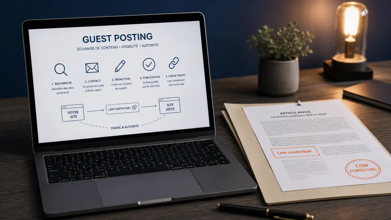Guest posting : schéma SEO sur écran