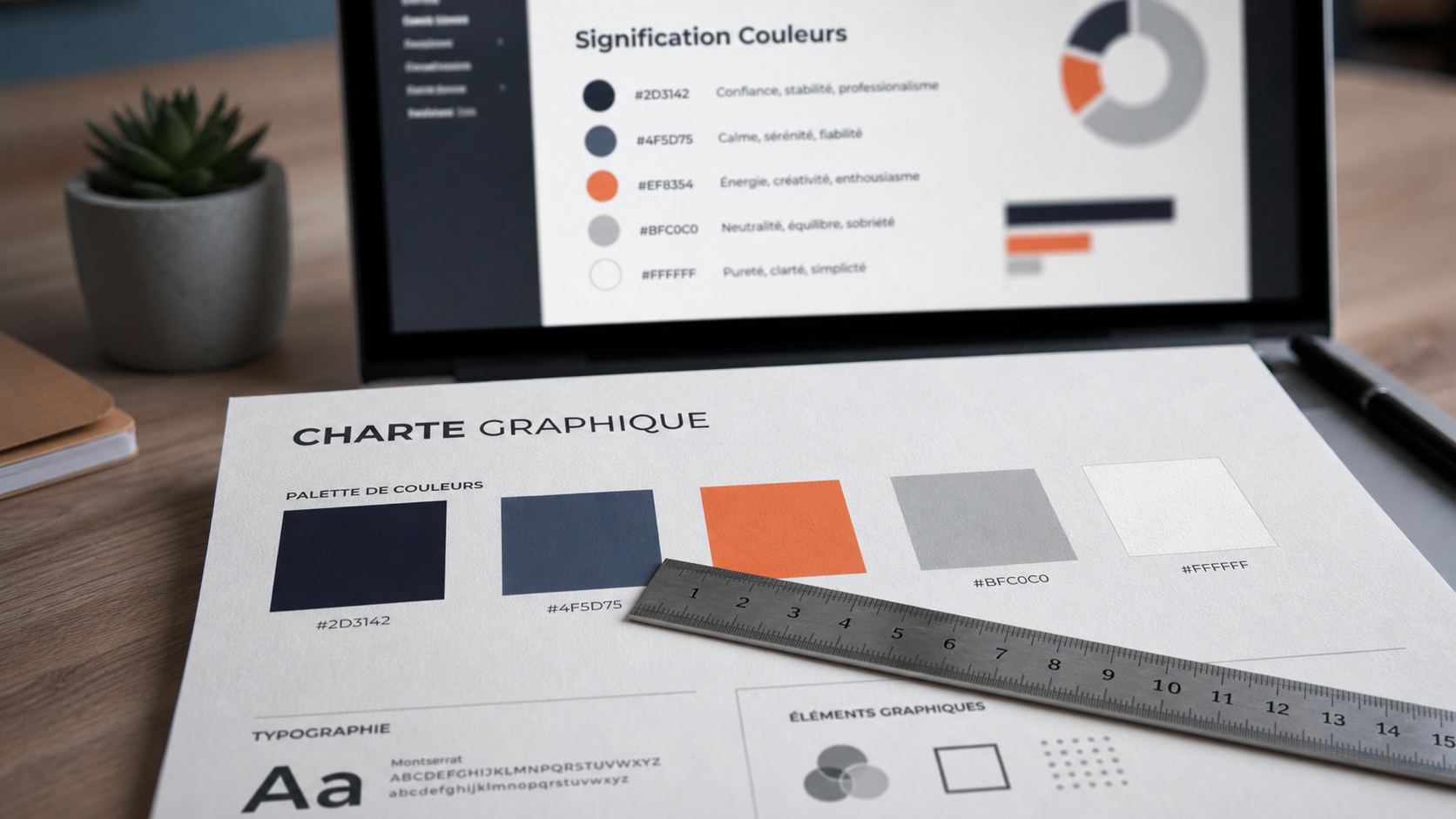 Signification couleur logo : charte de couleurs et palette logo sur bureau