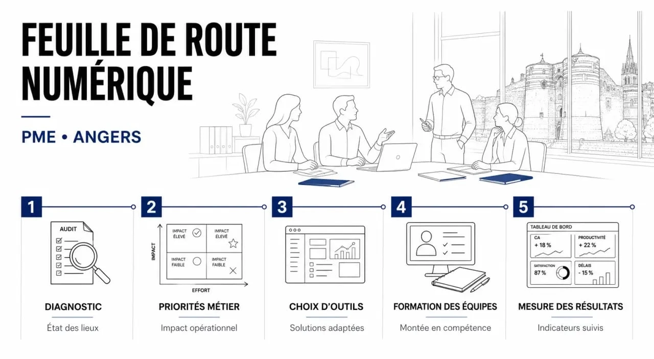 Transformation numérique Angers : feuille de route en cinq étapes pour une PME locale