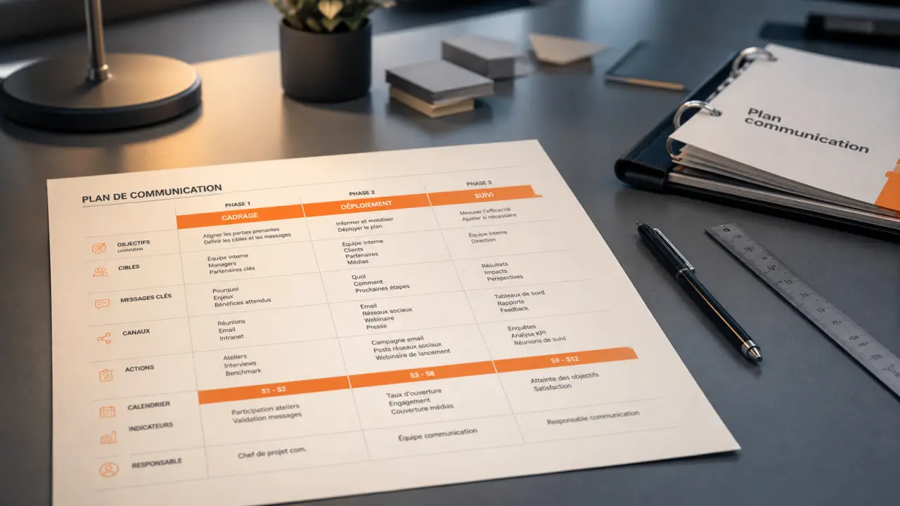 Plan de communication exemple : objectifs, canaux et KPI