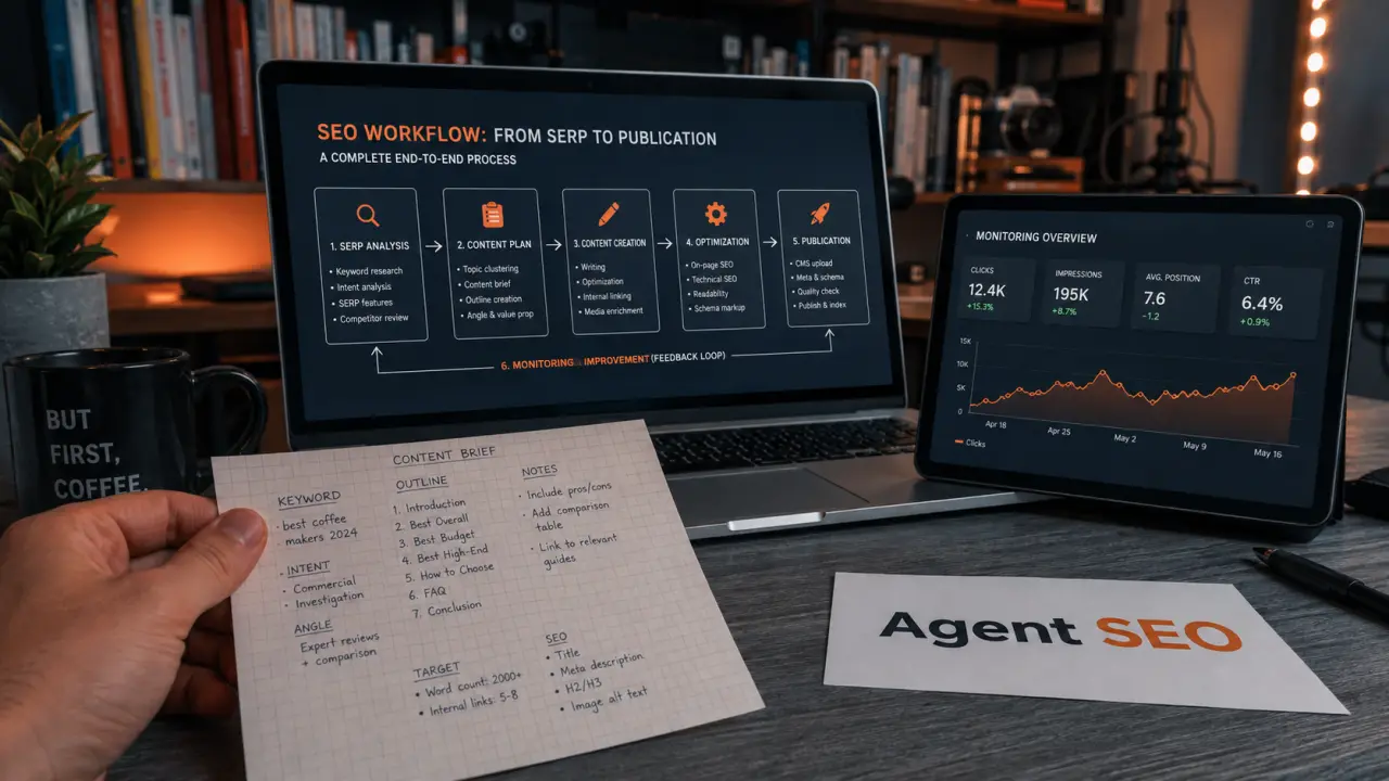 Agent seo IA : de la SERP au monitoring, contrôle humain