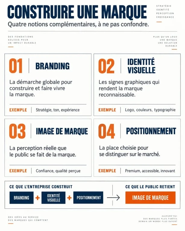 Branding def : différence entre branding, identité visuelle, image de marque et positionnement