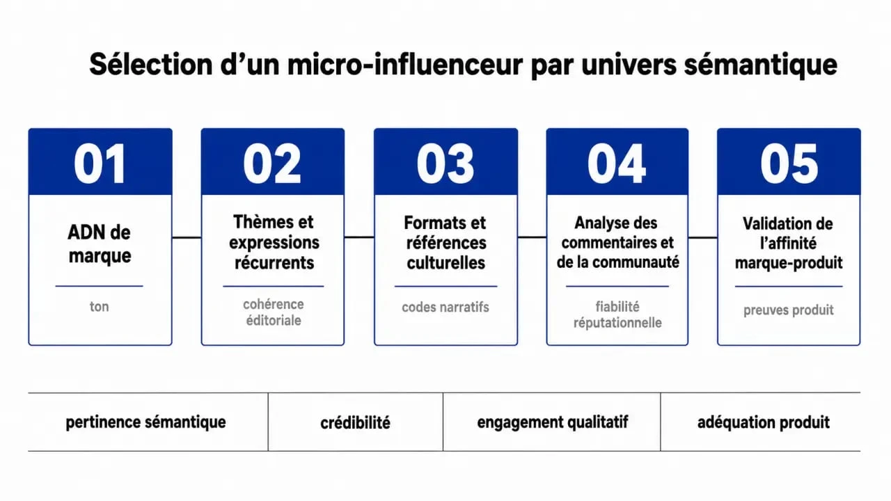 Processus de micro-influence sémantique pour choisir un créateur cohérent avec l’ADN de marque