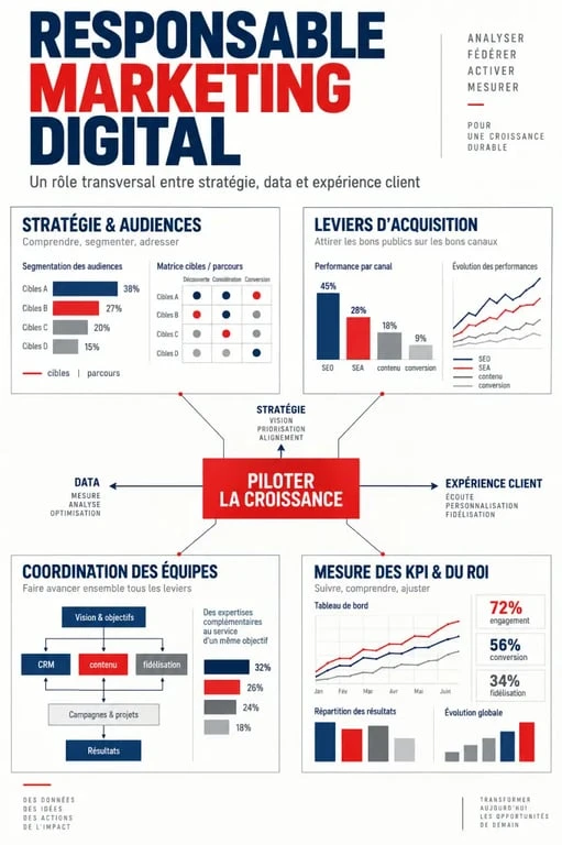 Responsable marketing digital entre stratégie, acquisition, data et expérience client