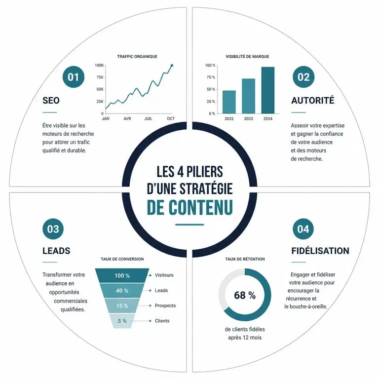 Les 4 piliers d'une stratégie de contenu digital performante