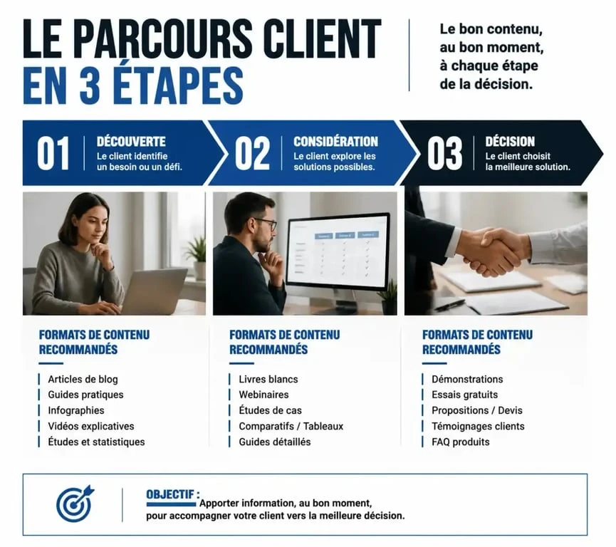 Schéma du parcours client et stratégie de contenu digital