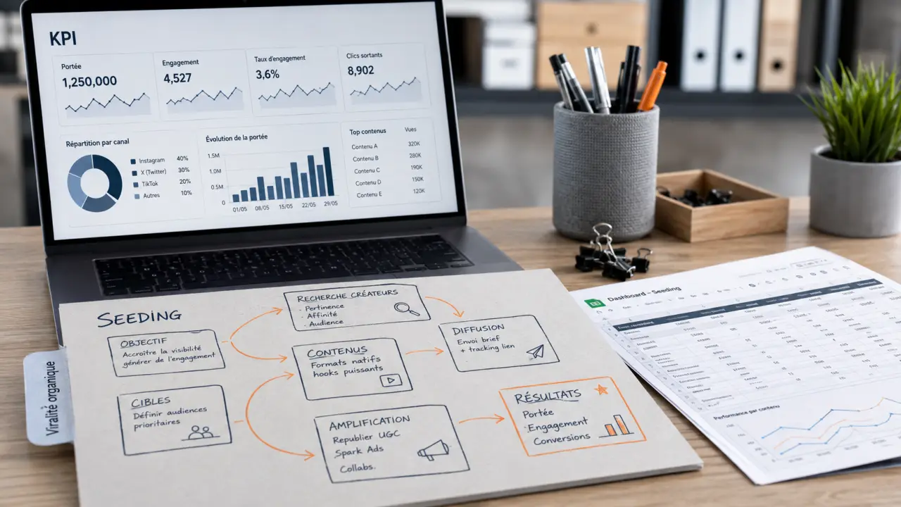 Viralité organique dirigée : seeding, hooks et KPI pour le partage