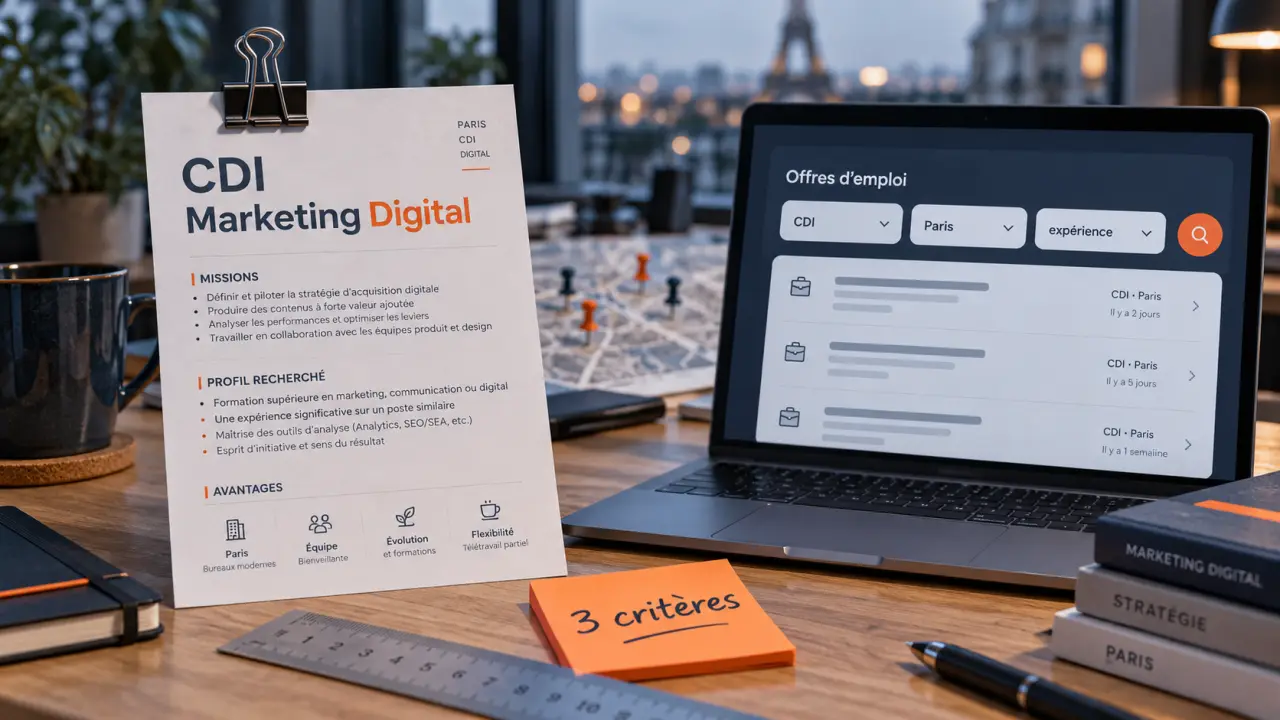 CDI marketing digital Paris : fiche et critères pour bien choisir le métier