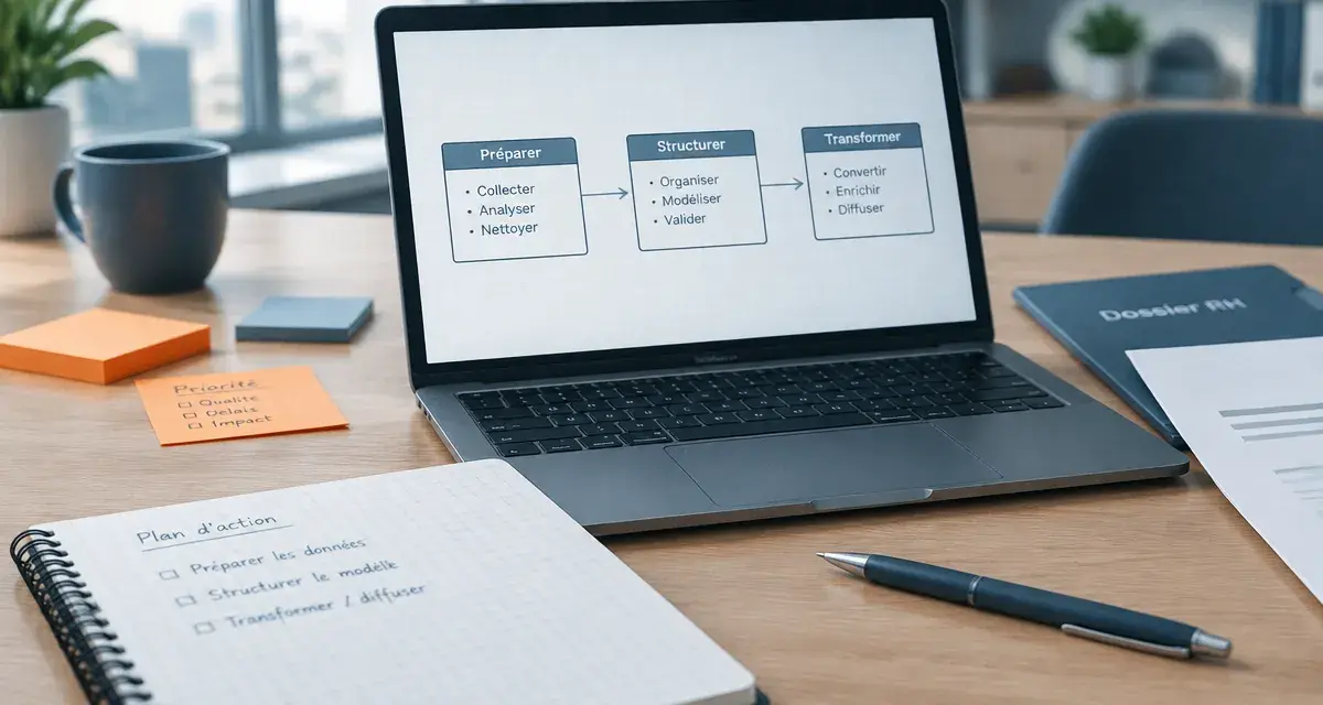 Outils ia management : schéma sur ordinateur pour manager et réduire réunions